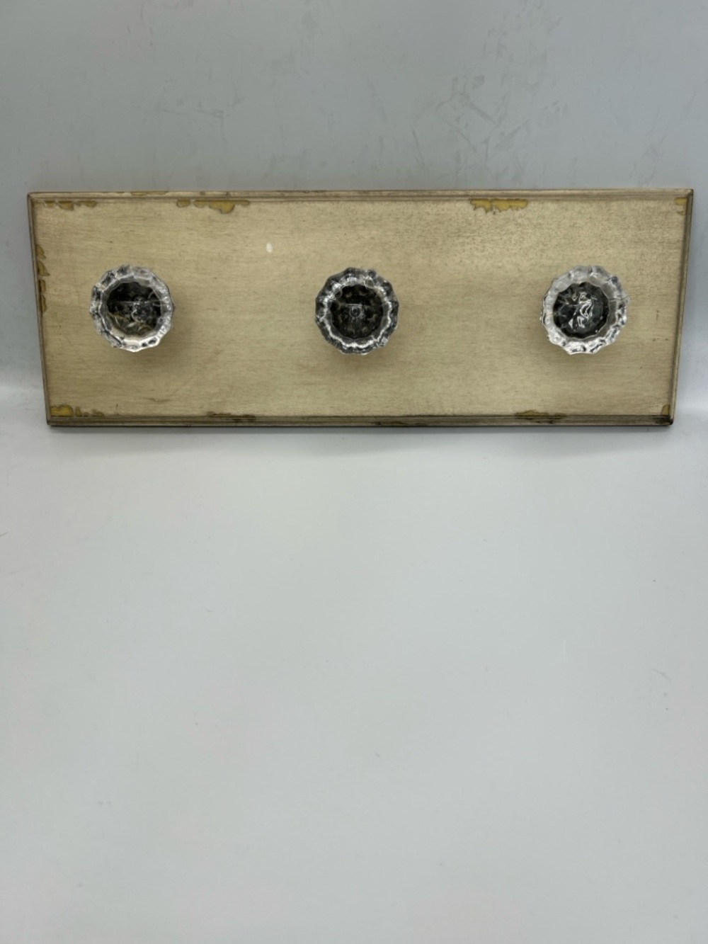 Glass Knob Wall Hook Board in Cream and Clear - Home Wall Decor